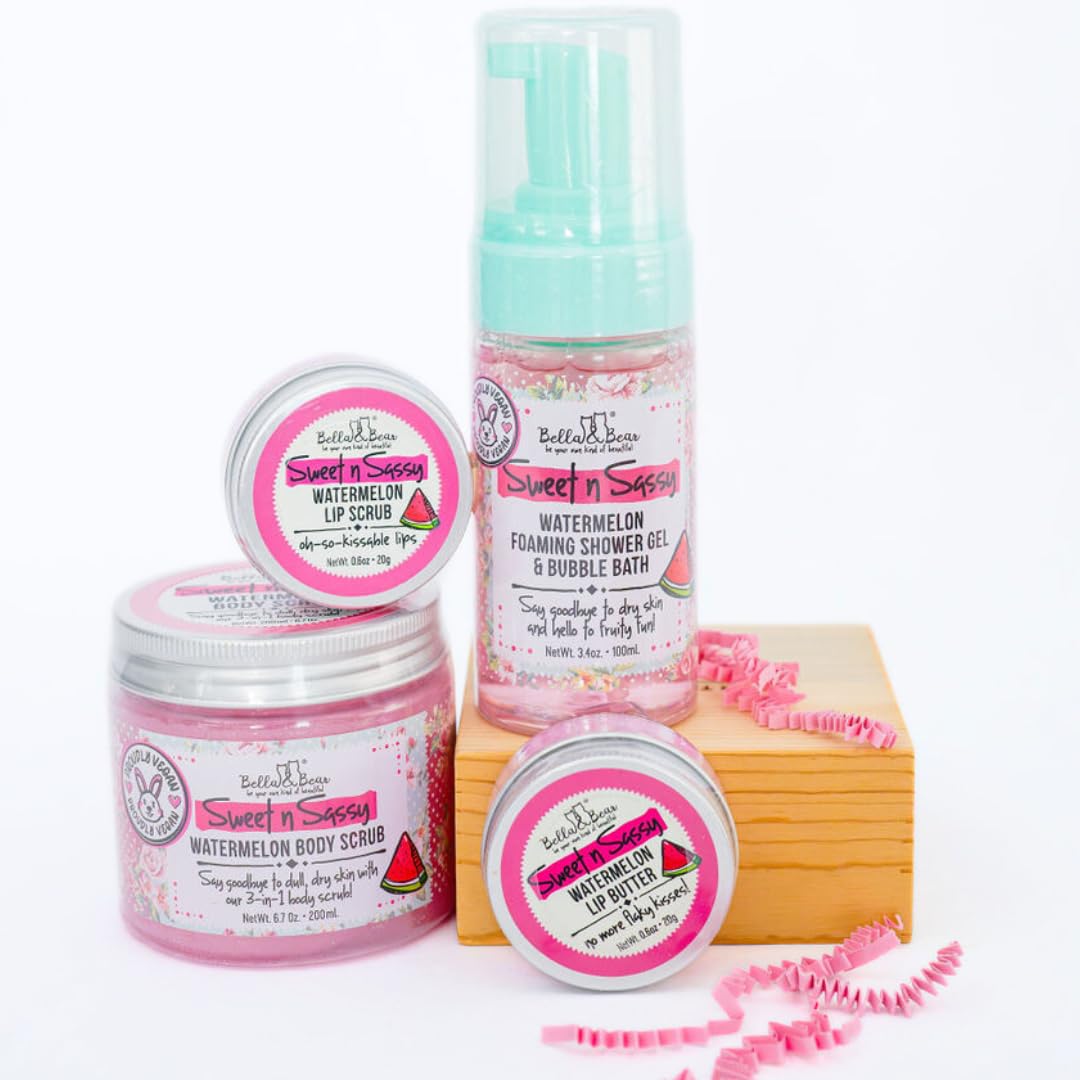 Open tin of Bella and Bear Sweet and Sassy lip scrub showing contents