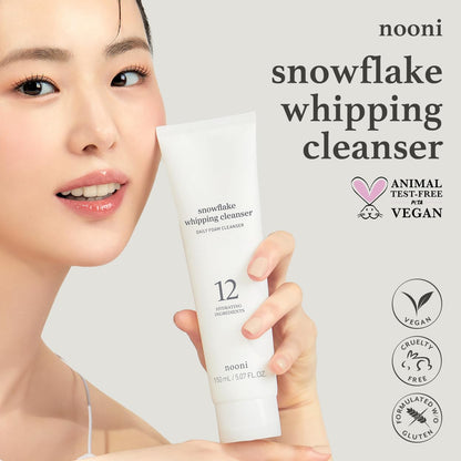 NOONI foaming facial wash texture turning from cream into rich marshmallow fluff
