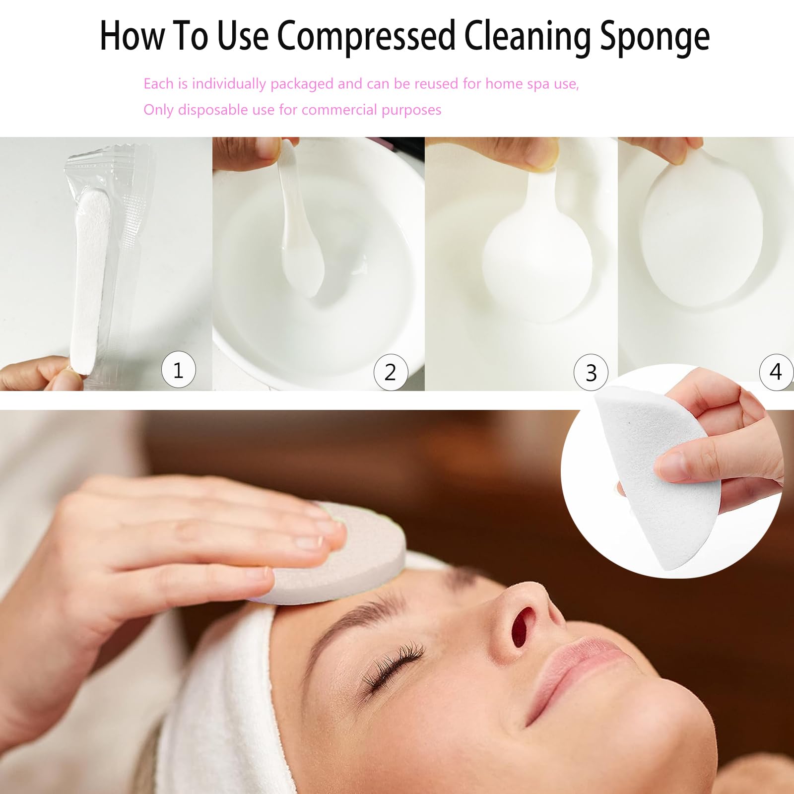 Pink compressed cellulose cosmetic sponges shown in dry unexpanded state