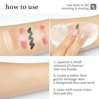Sulfate free sensitive skin facial cleanser tube showcasing the seven white flowers complex