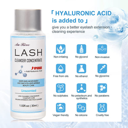 Oil free lash cleanser liquid concentrate showing the professional mixing instructions.