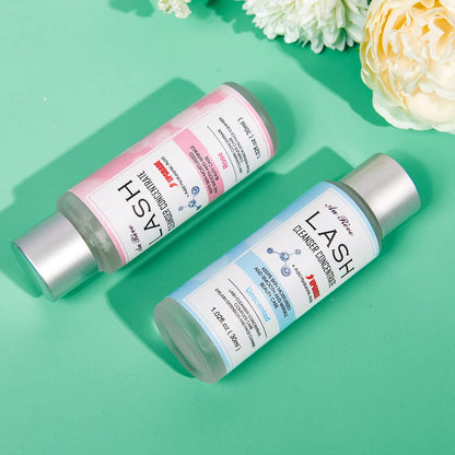 Salon grade lash cleansing concentrate bottle demonstrating how to create foaming wash.