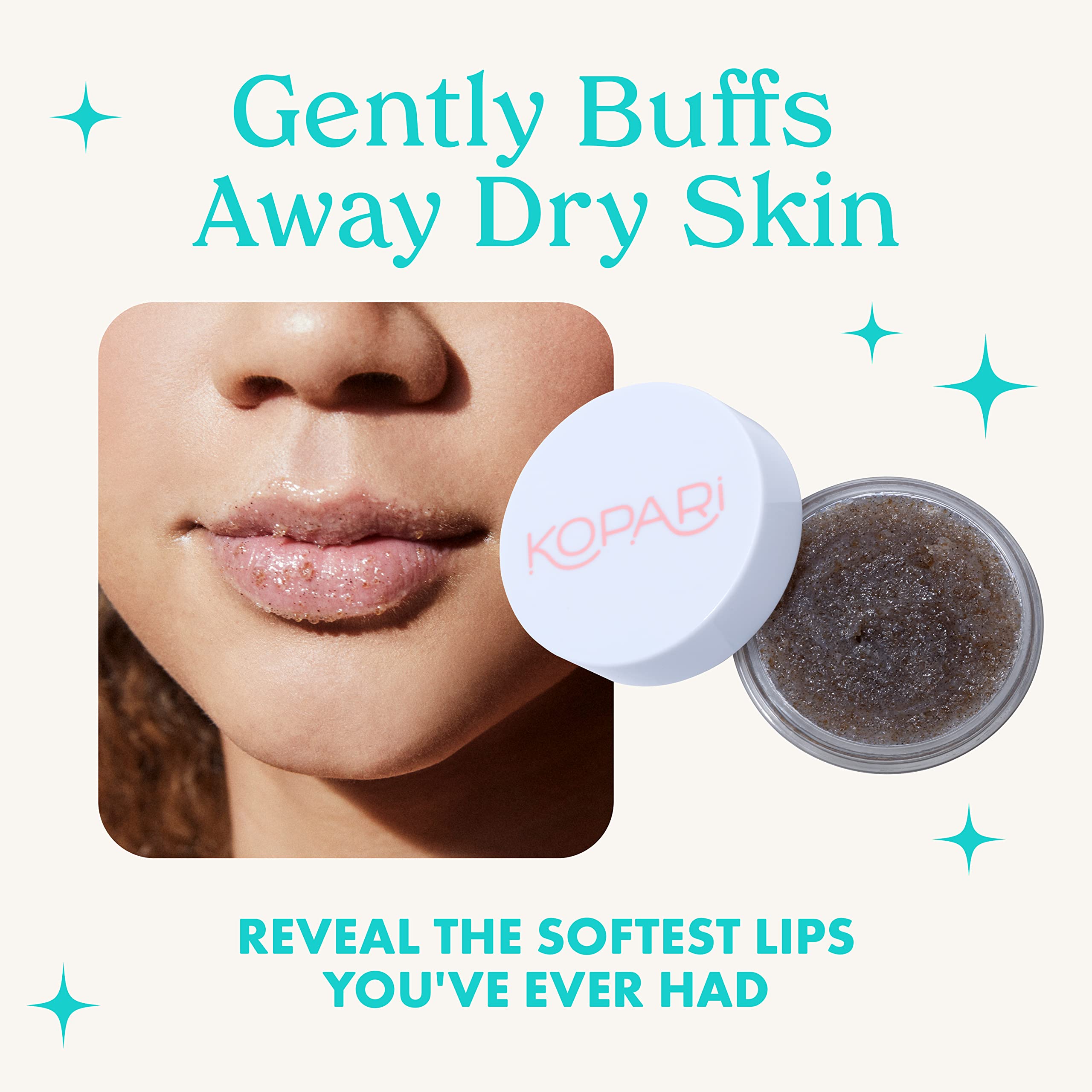 Model applying Kopari Coconut Lip Scrubby