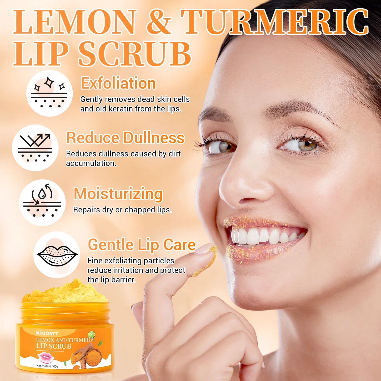 Murend lip scrub texture and ingredients showcase