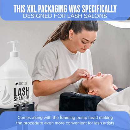 Stacy Lash three point seventy eight liter bulk container showcasing the secure packaging for salon supplies