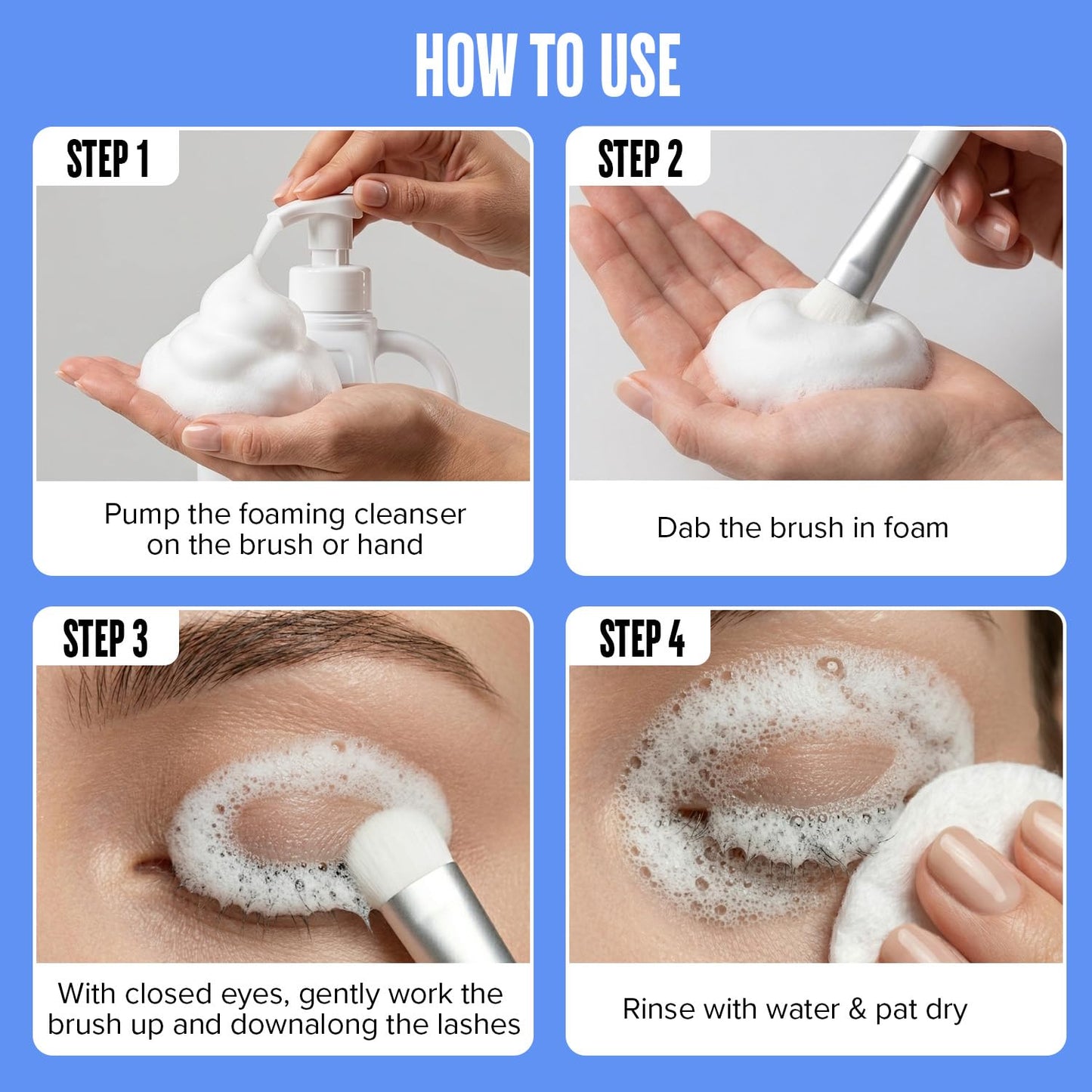 Lash extension aftercare cards and foaming pump included alongside the large Stacy Lash shampoo jug