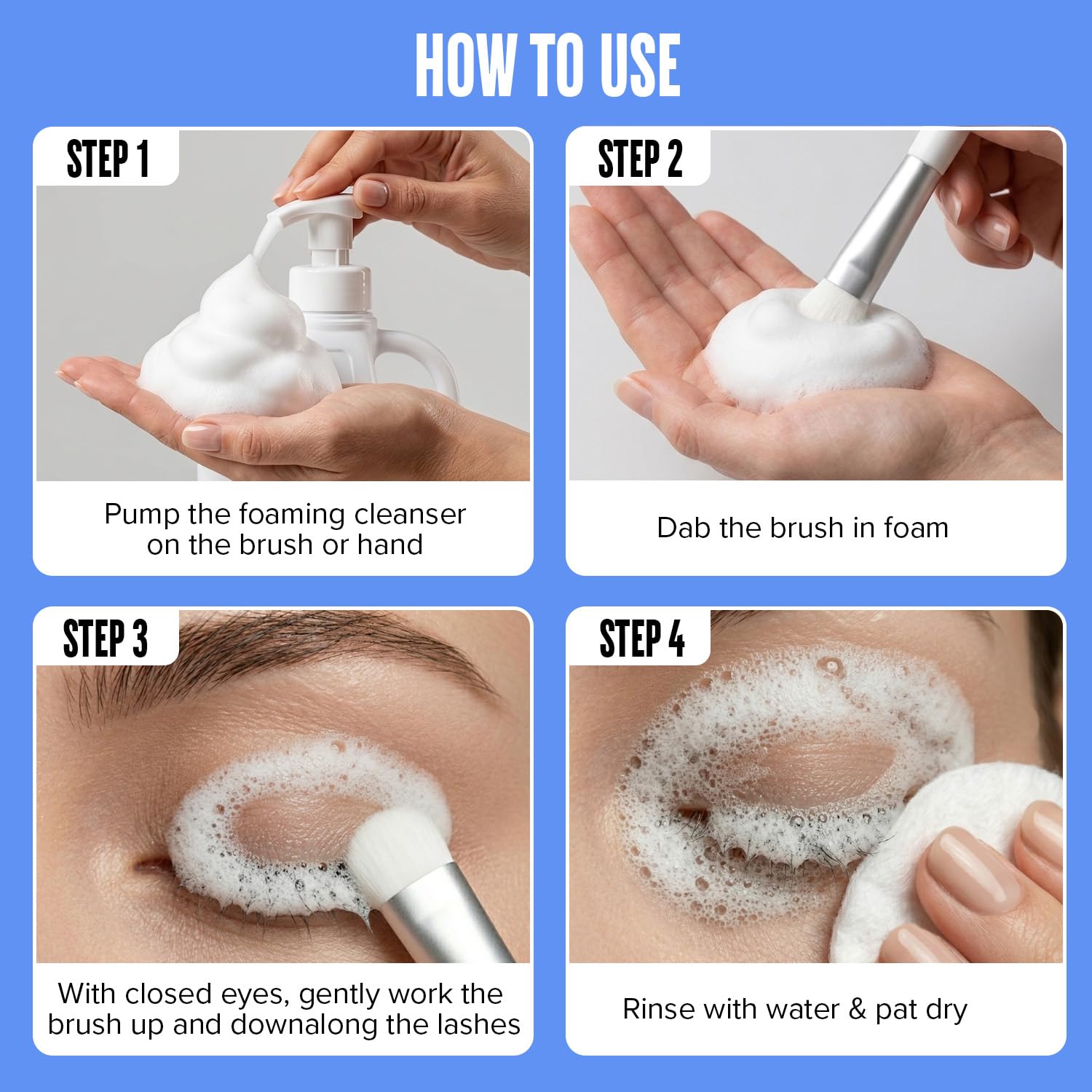 Lash extension aftercare cards and foaming pump included alongside the large Stacy Lash shampoo jug