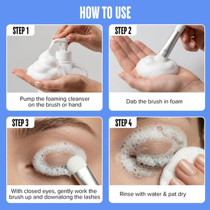 Lash extension aftercare cards and foaming pump included alongside the large Stacy Lash shampoo jug