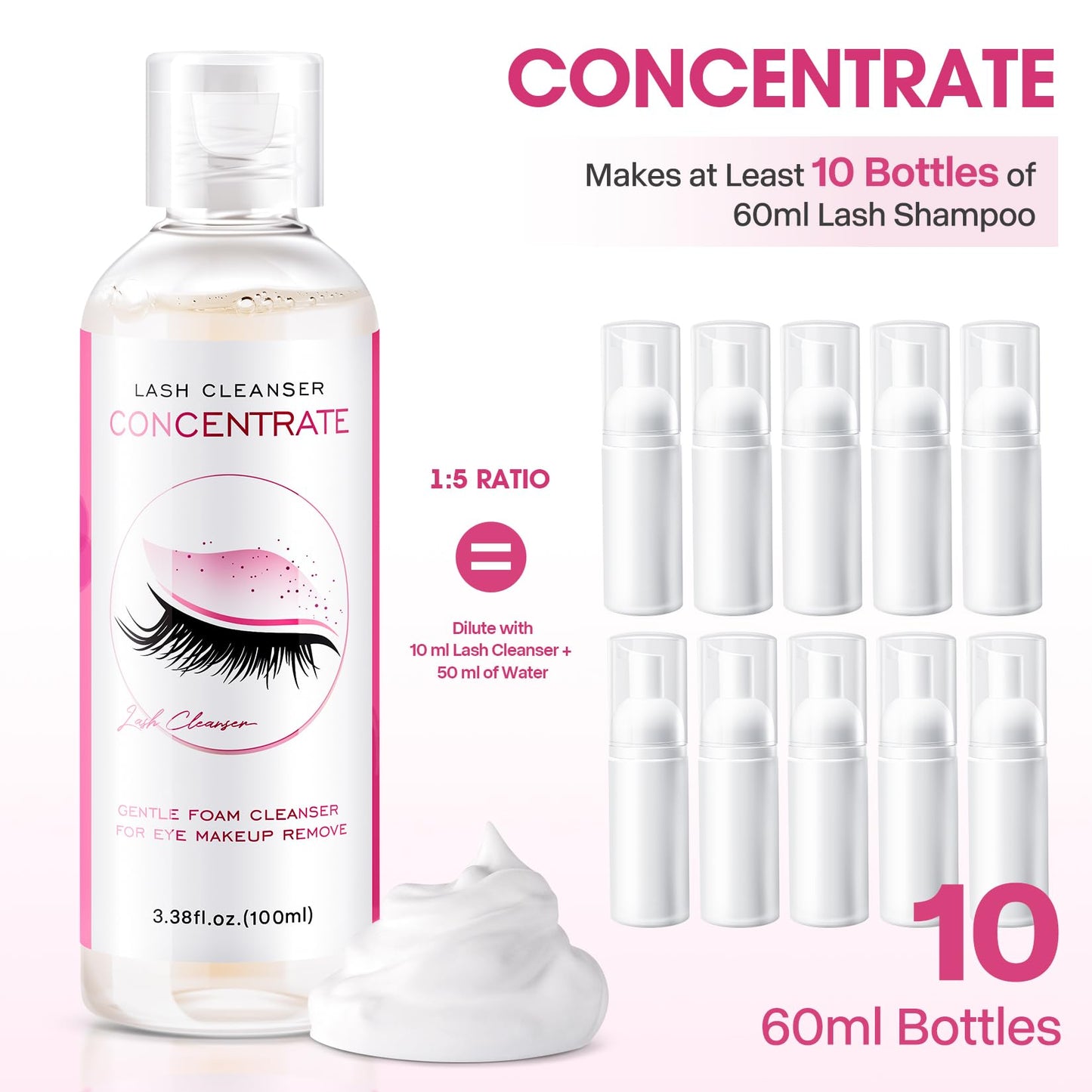 Stacy Lash Shampoo Concentrate ingredients and 100ml size label