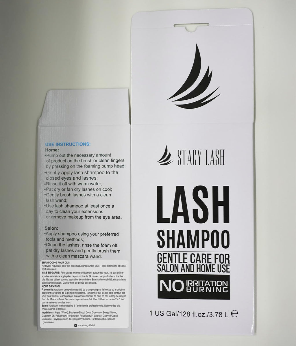 Stacy Lash professional salon and home use lash shampoo container full view
