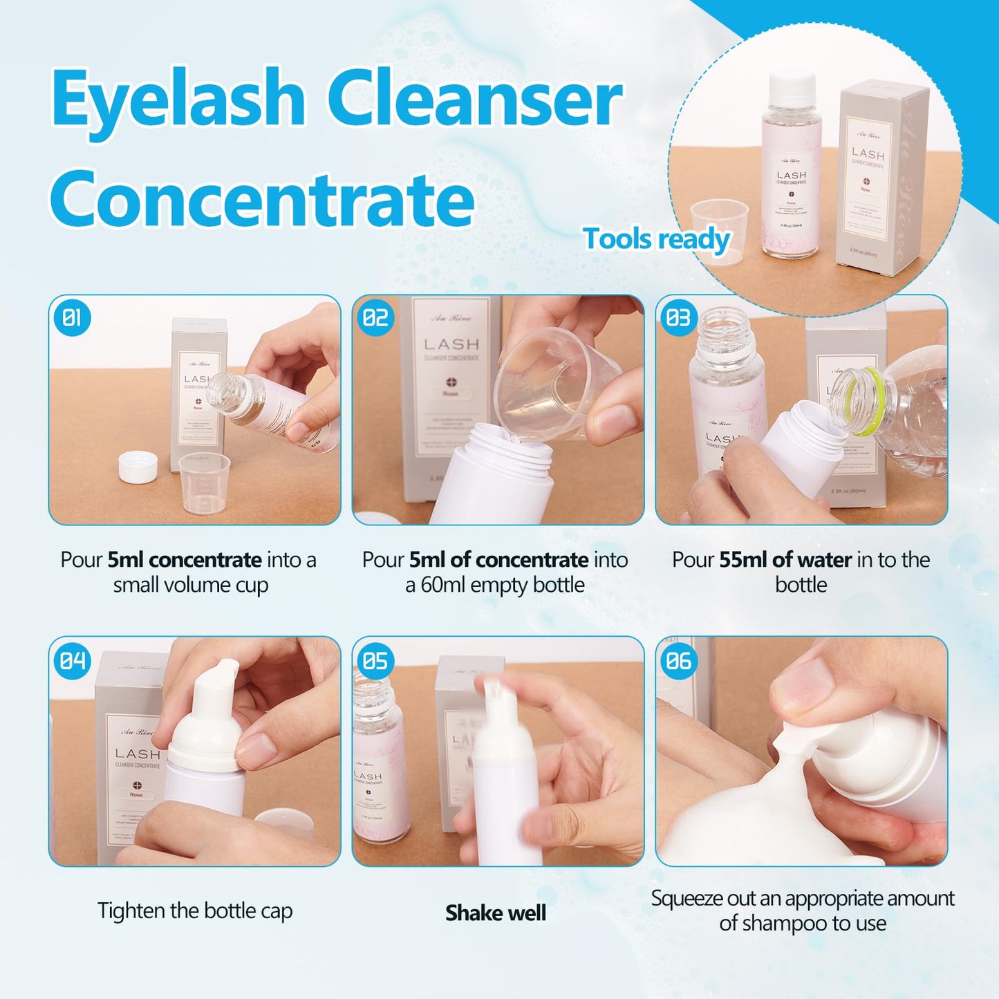 AuReve Lash Shampoo Concentrate for salon and home use