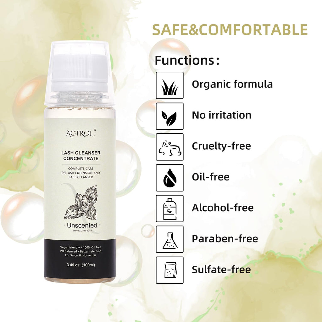 Actrol lash cleanser bottle showing label details and size