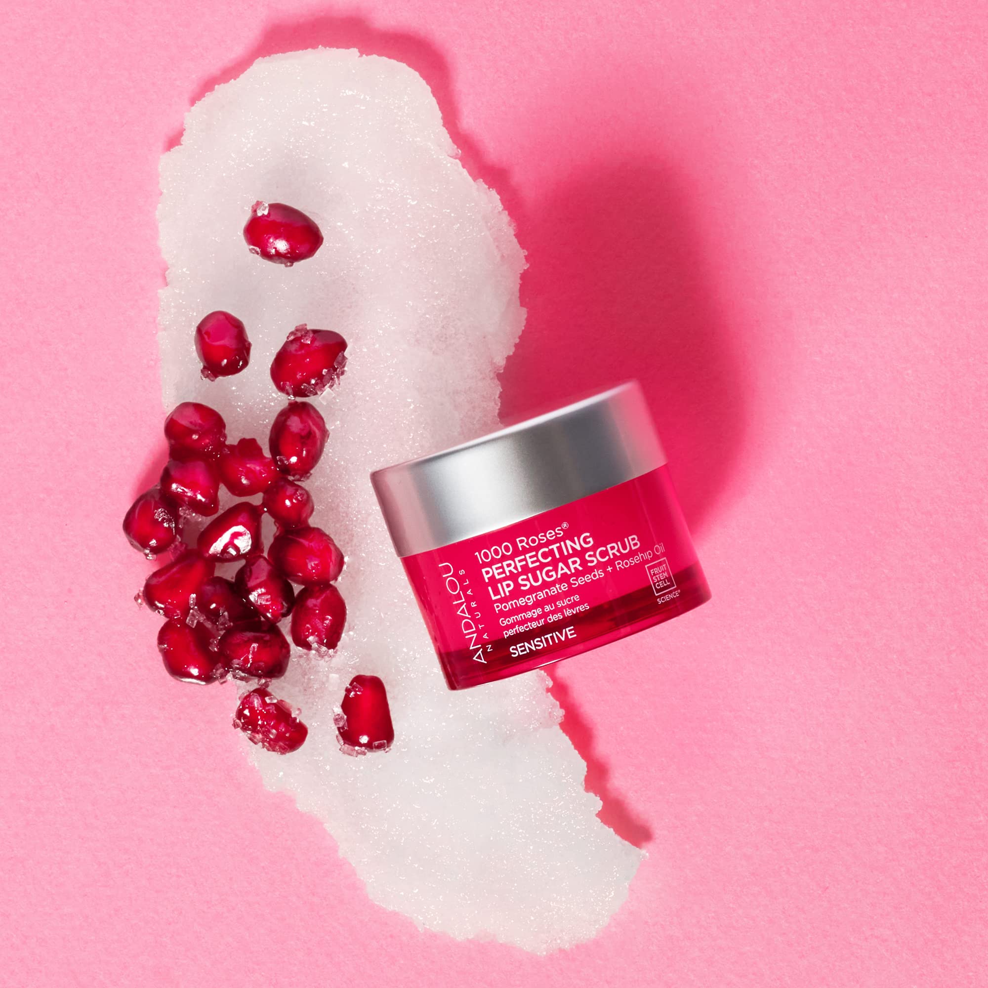Andalou Naturals 1000 Roses Lip Sugar Scrub brand label