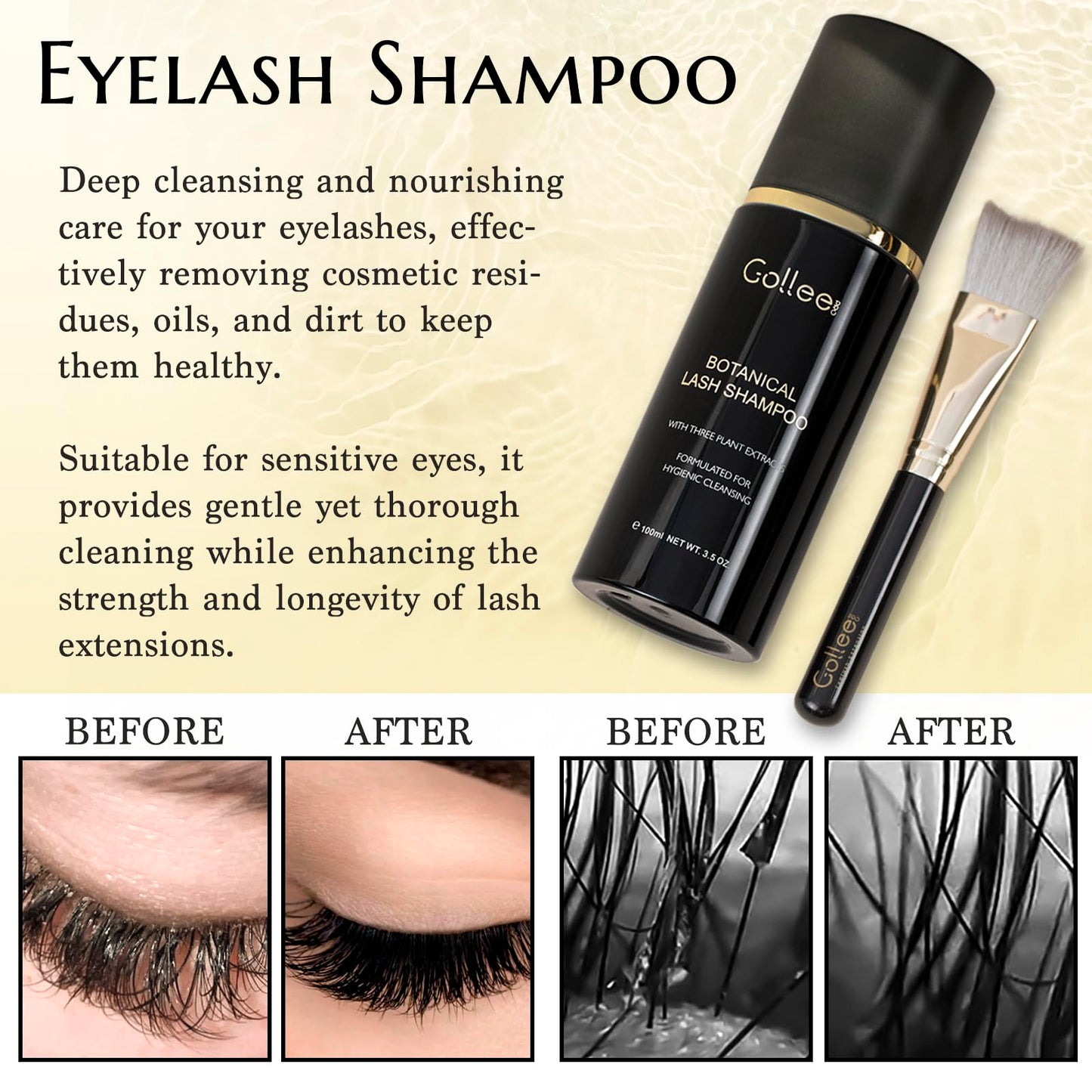 Golleepro eyelash extension cleanser foaming mousse texture close up