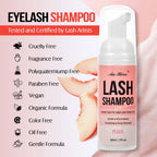 AuReve peach scented eyelash cleanser foam texture closeup