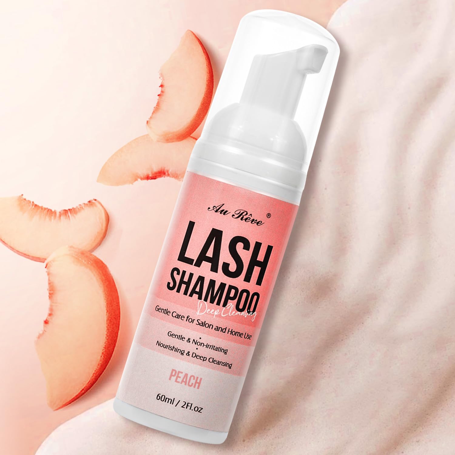 Back label of AuReve lash shampoo showing ingredients