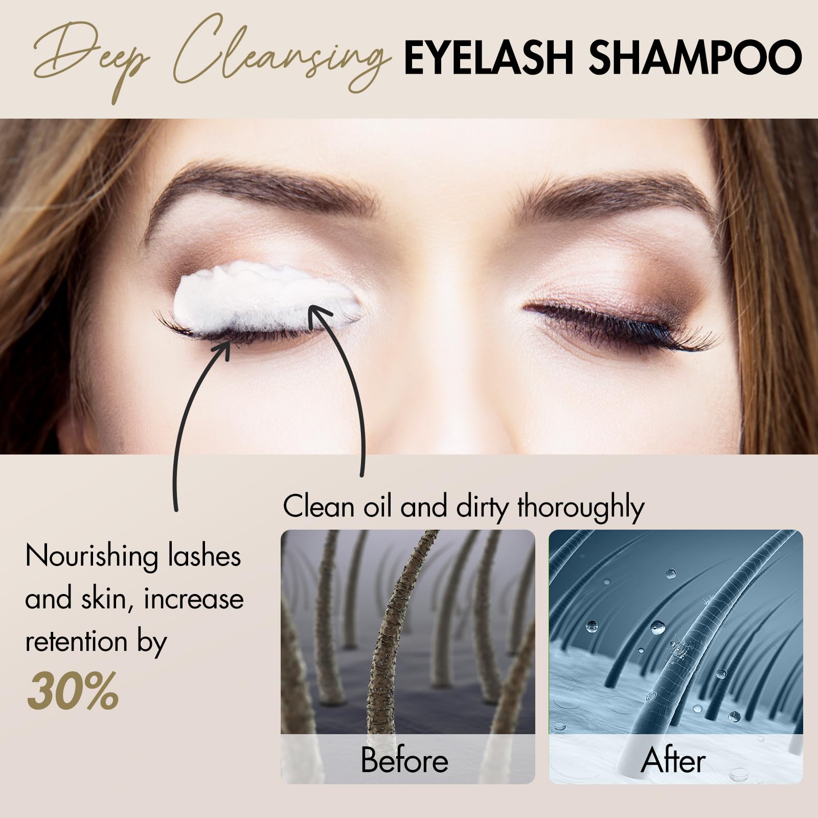 Mixing lash shampoo concentrate with water in a pump bottle