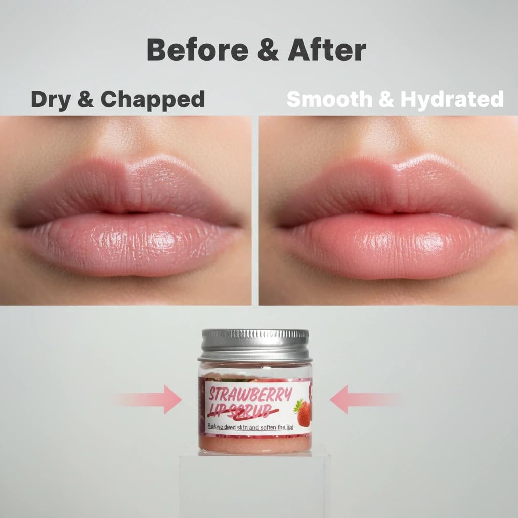 Applying Bodylife Strawberry Lip Scrub to lips