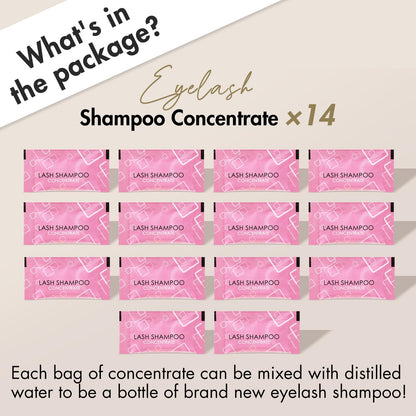 Application of Embagol lash shampoo with a cleaning brush