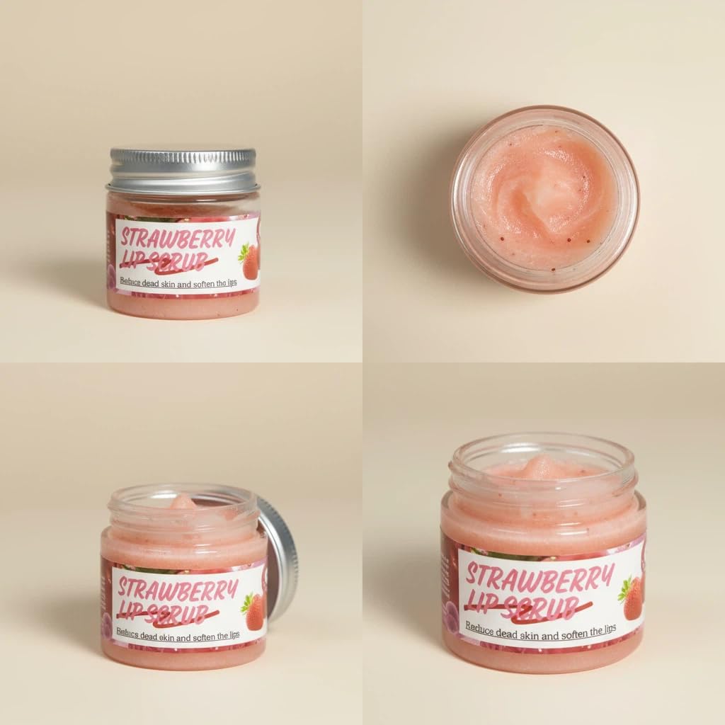 Open jar of Bodylife Strawberry Lip Scrub