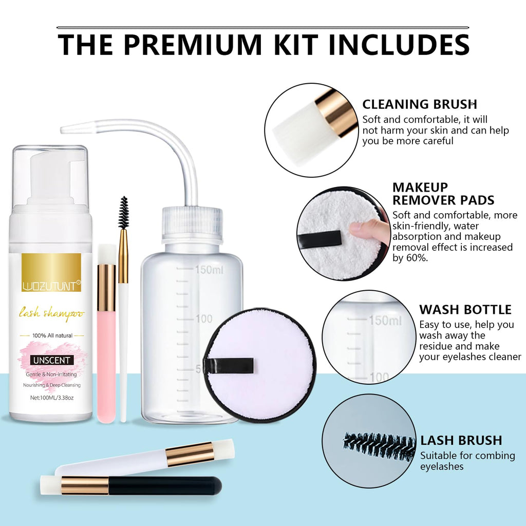 Wozutunt professional eyelash cleanser set arranged together