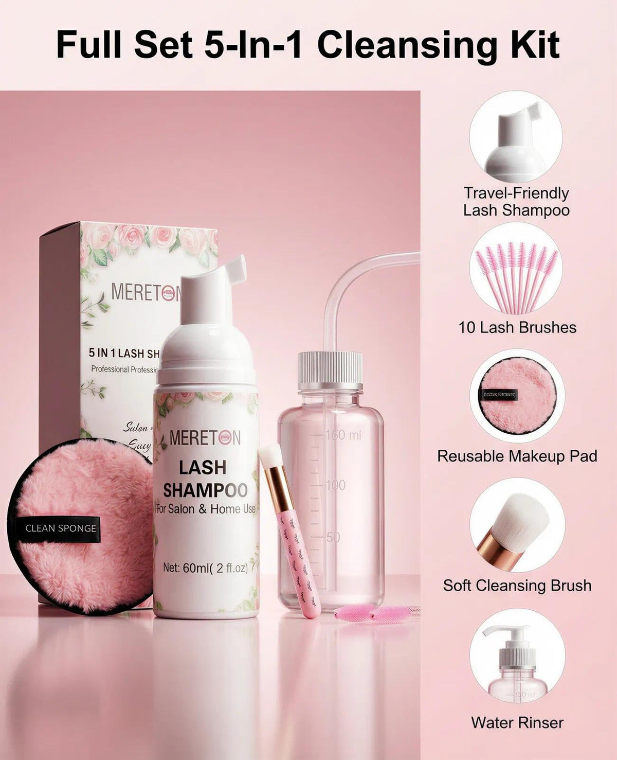 Mereton 60ml foaming cleanser bottle with pump dispenser