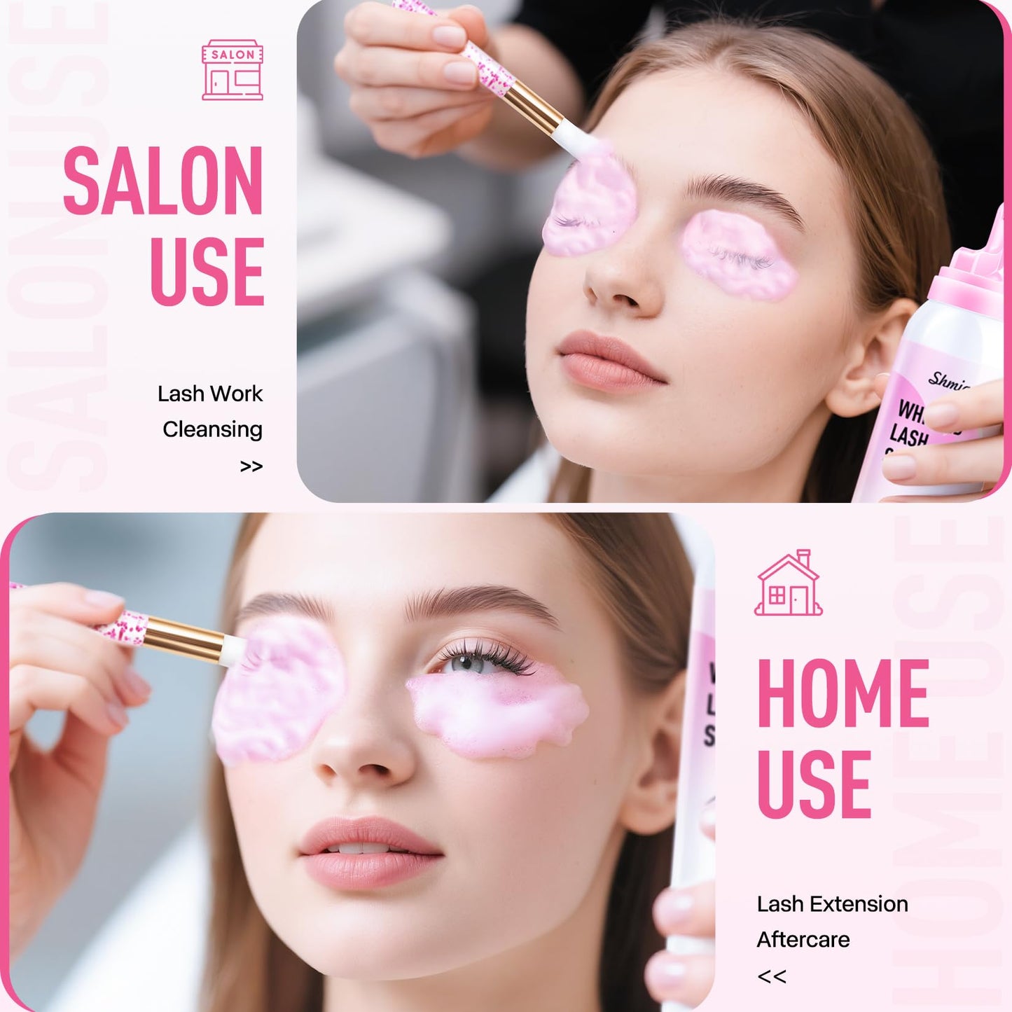 Shmian strawberry scented lash shampoo kit with application brush