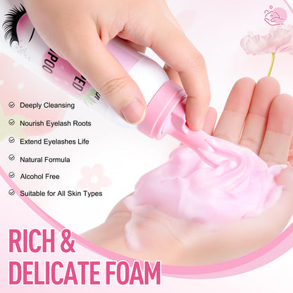 Professional lash extension cleaning brush included with shampoo