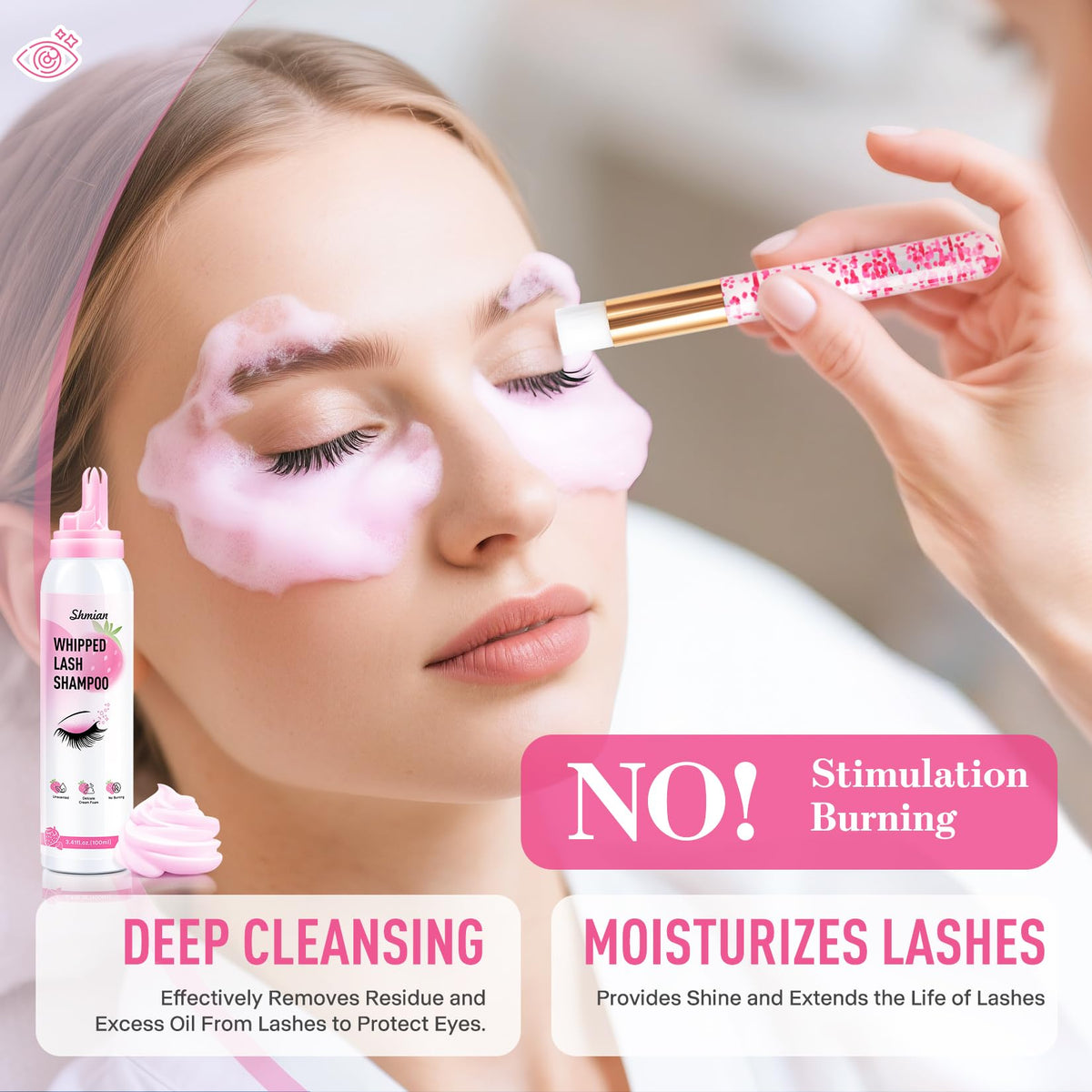 Cl Camillash Shmian lash cleanser bottle back view with instructions