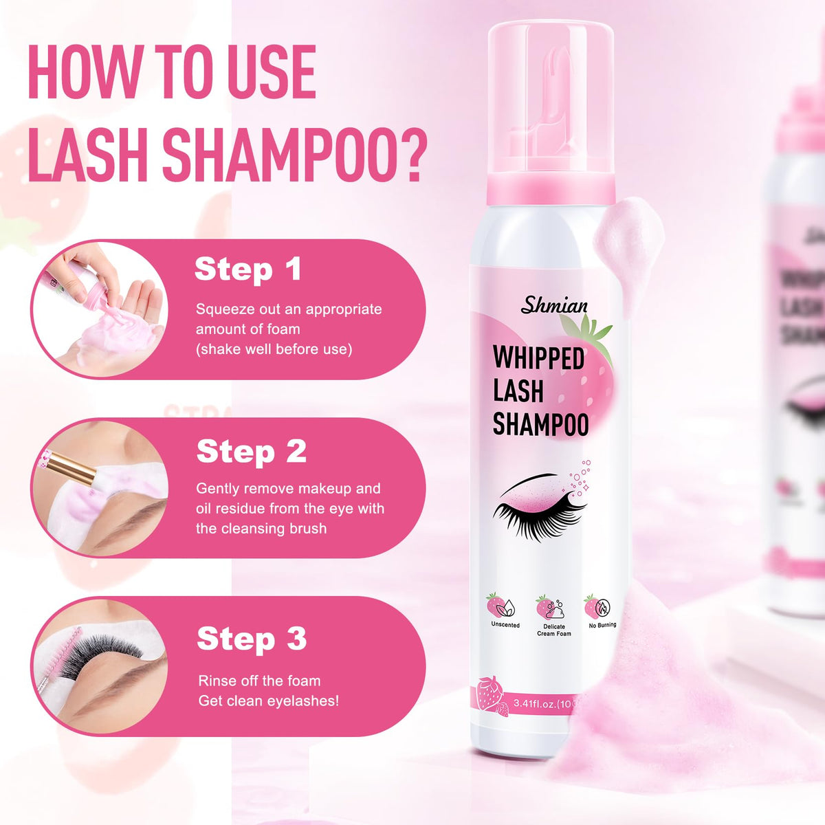 Cl Camillash Shmian lash extension shampoo packaged in retail box