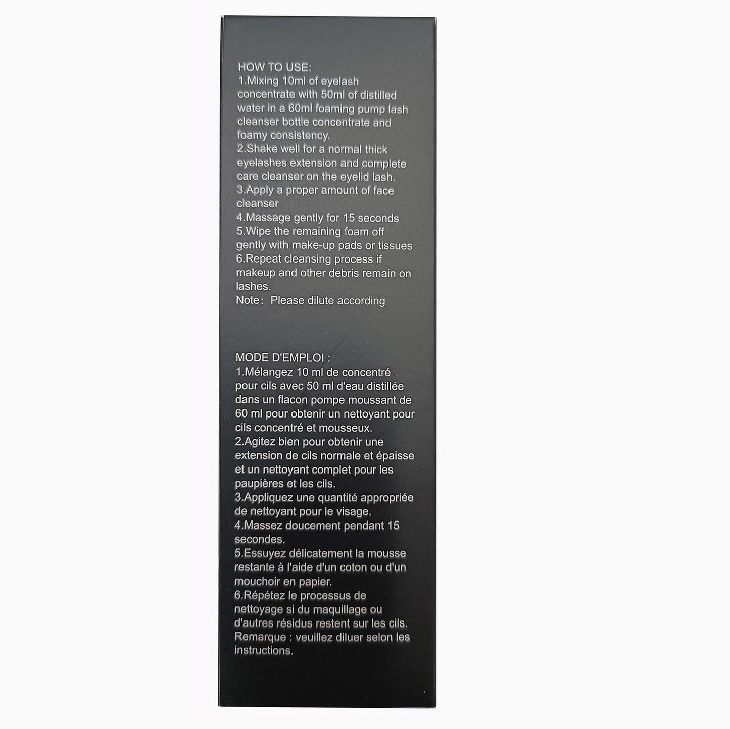 Unscented lash bath concentrate fluid for mixing multiple foaming extension cleanser bottles