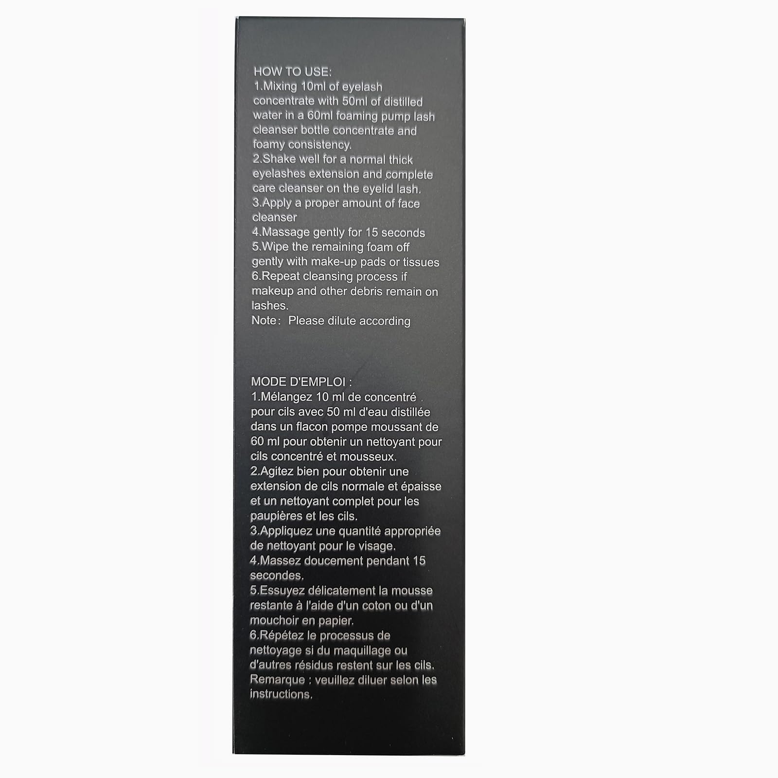 Unscented lash bath concentrate fluid for mixing multiple foaming extension cleanser bottles