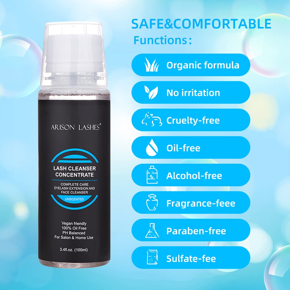 Arison Lashes DIY professional lash shampoo dilution ratio and usage instruction labels