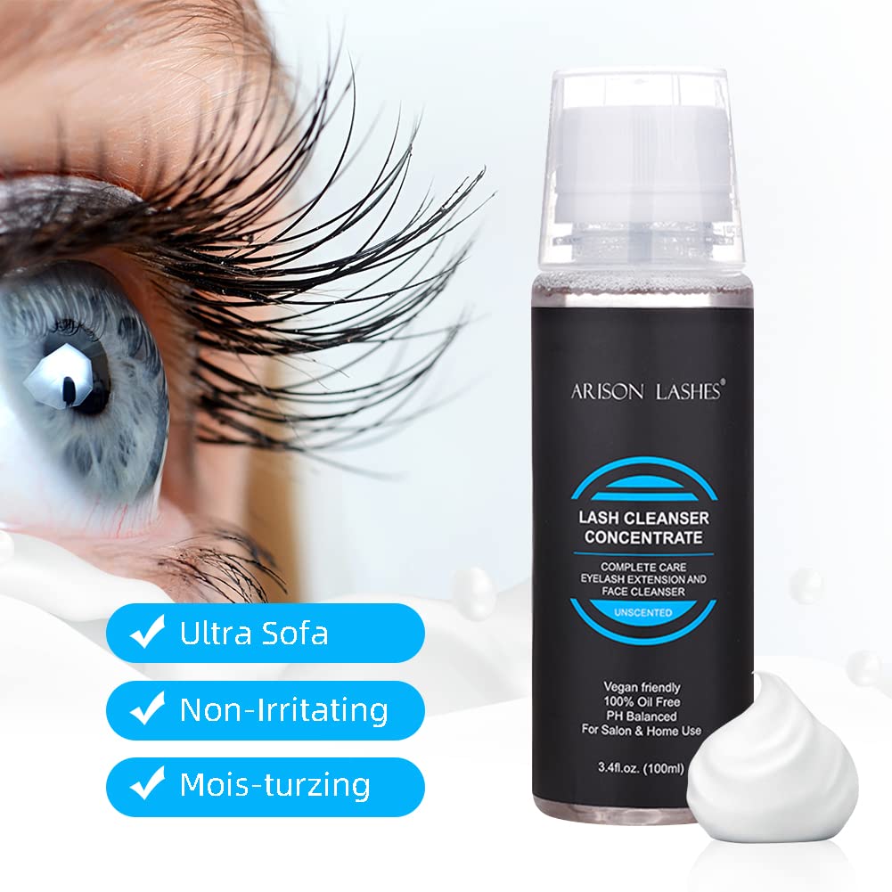 Premium foaming eyelash extension shampoo concentrate bottle for home aftercare routine