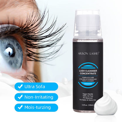 Premium foaming eyelash extension shampoo concentrate bottle for home aftercare routine