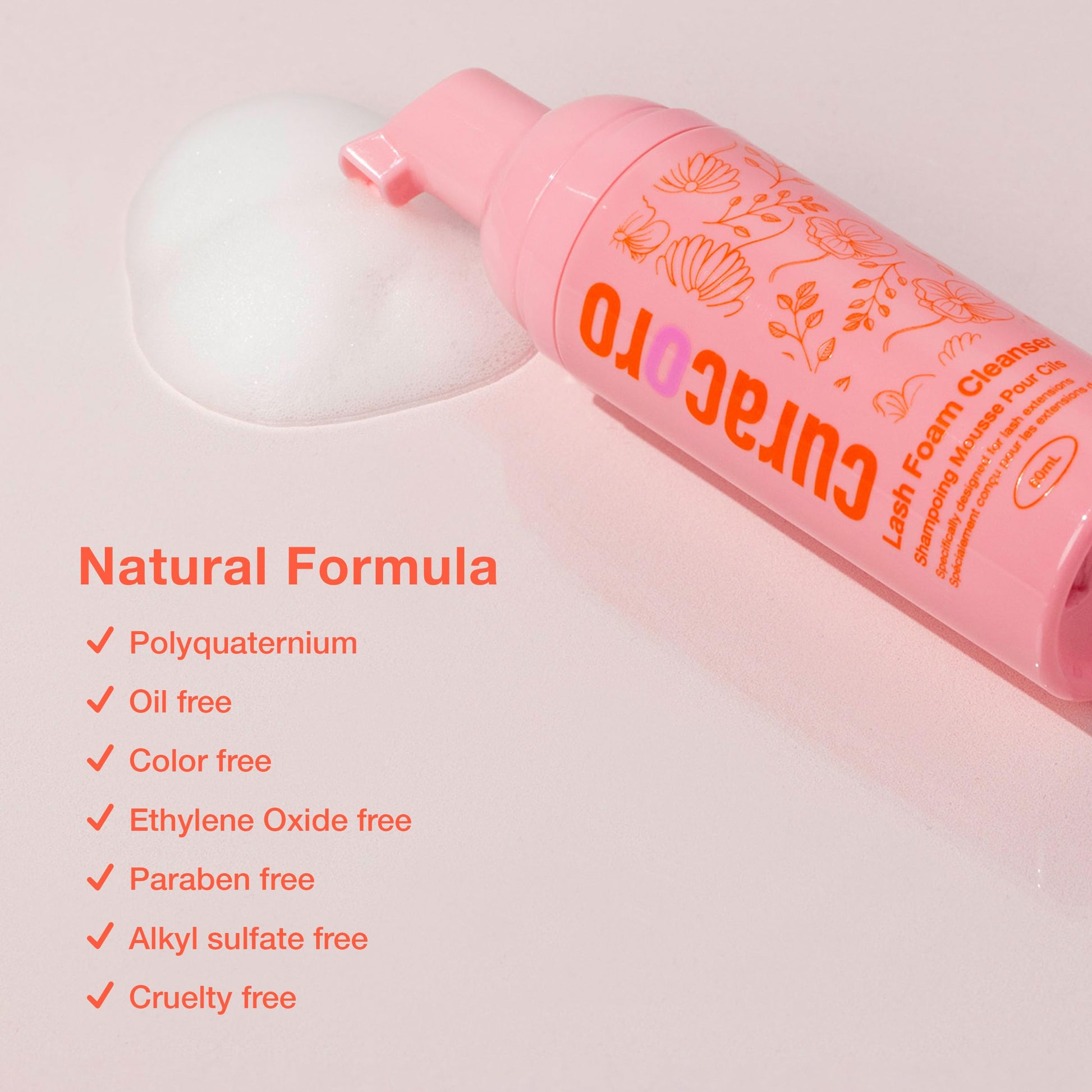 Lifestyle shot of Curacoro eyelash extension cleanser set