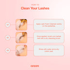 Curacoro lash foam cleanser back label showing ingredient information.