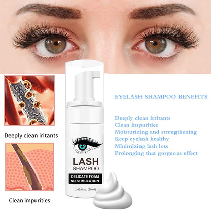 Shmian fifty milliliter foaming eyelash cleanser bottle with application brush