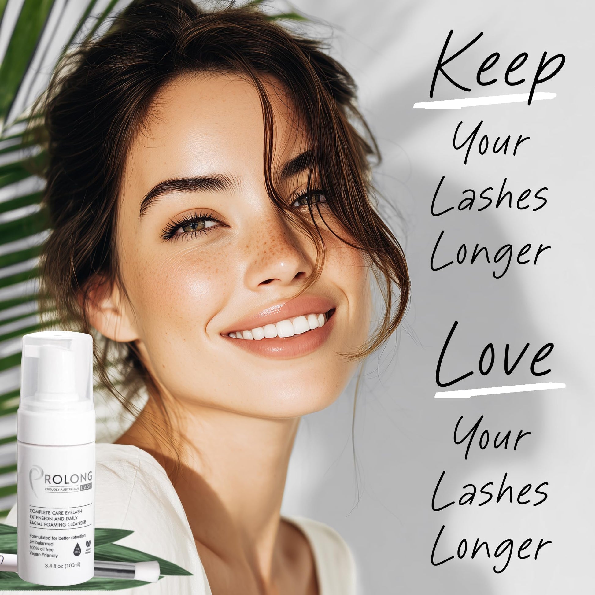 Prolong Lash foaming cleanser pump bottle with included lash cleaning brush for lash retention