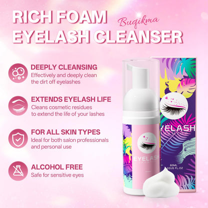Buqikma foaming lash cleanser bottle 60 milliliters