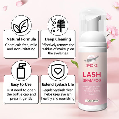 Svecke peach scented lash cleanser bottle
