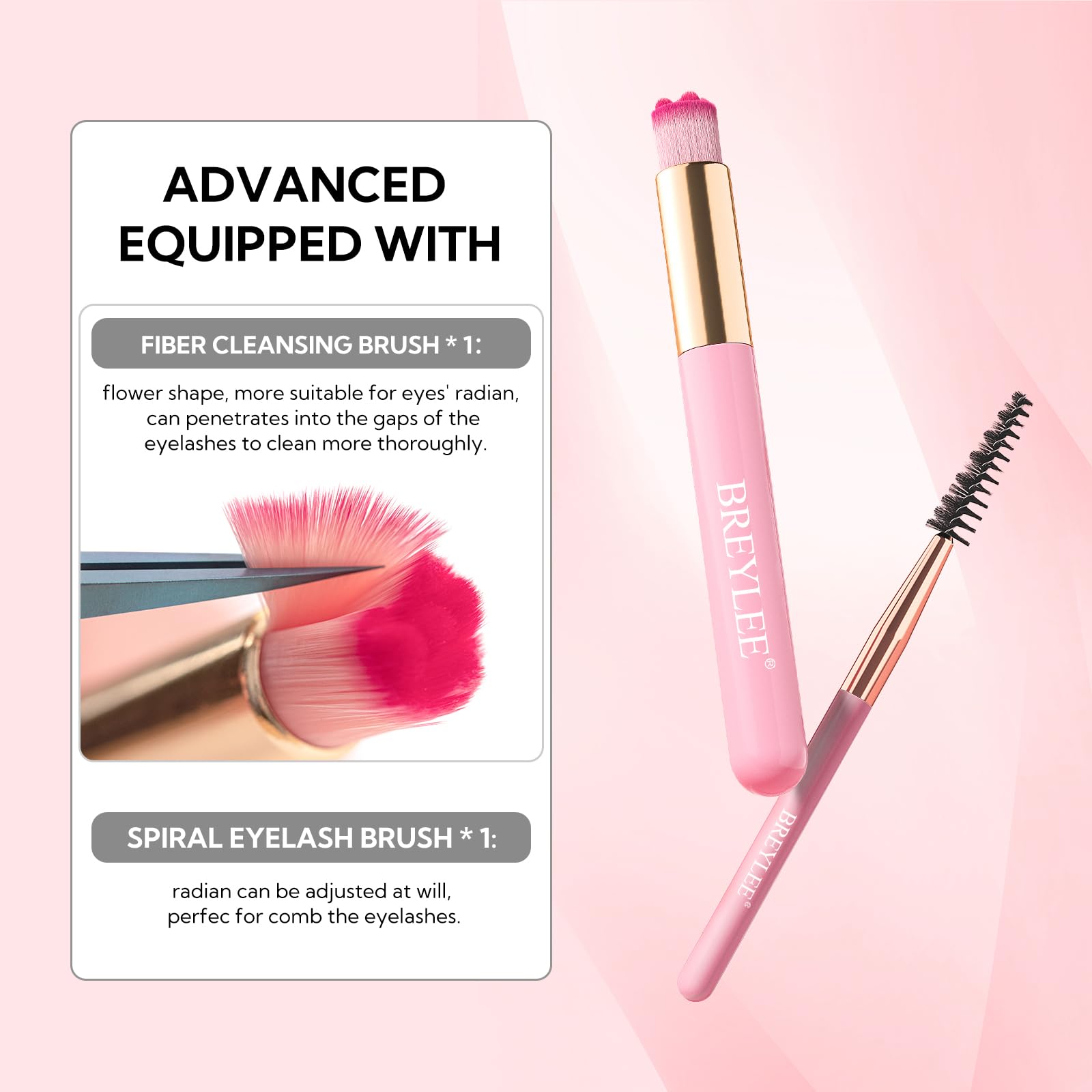 Breylee eyelash extension cleanser kit components separated to show premium salon grade design quality