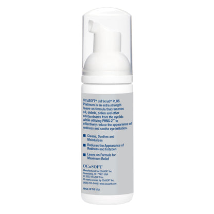 Extra strength leave on eyelash and eyelid cleanser bottle showing ingredients list