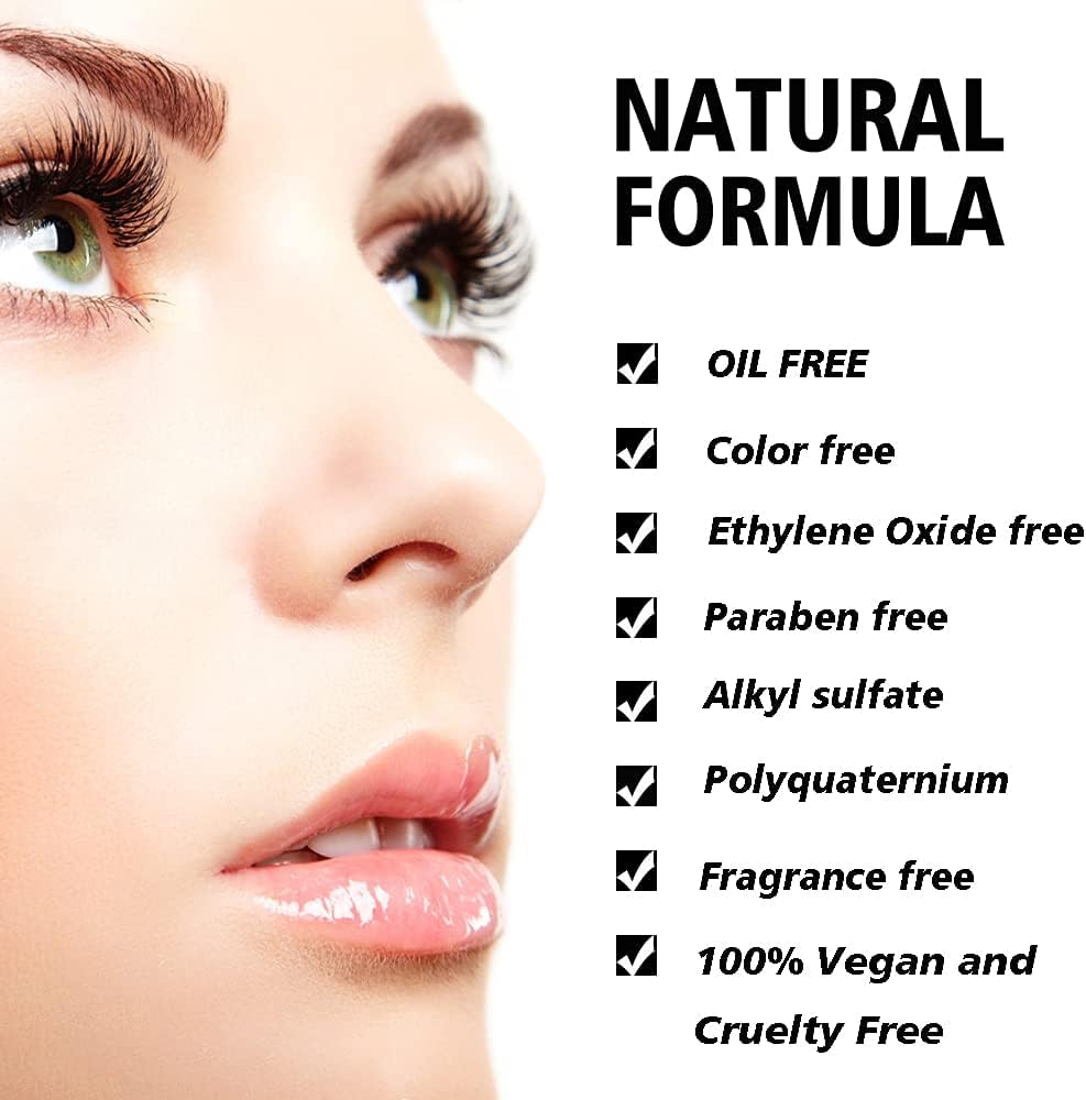 Oil-free lash bath for extensions demonstrating the rich foam texture dispensed from the pump.