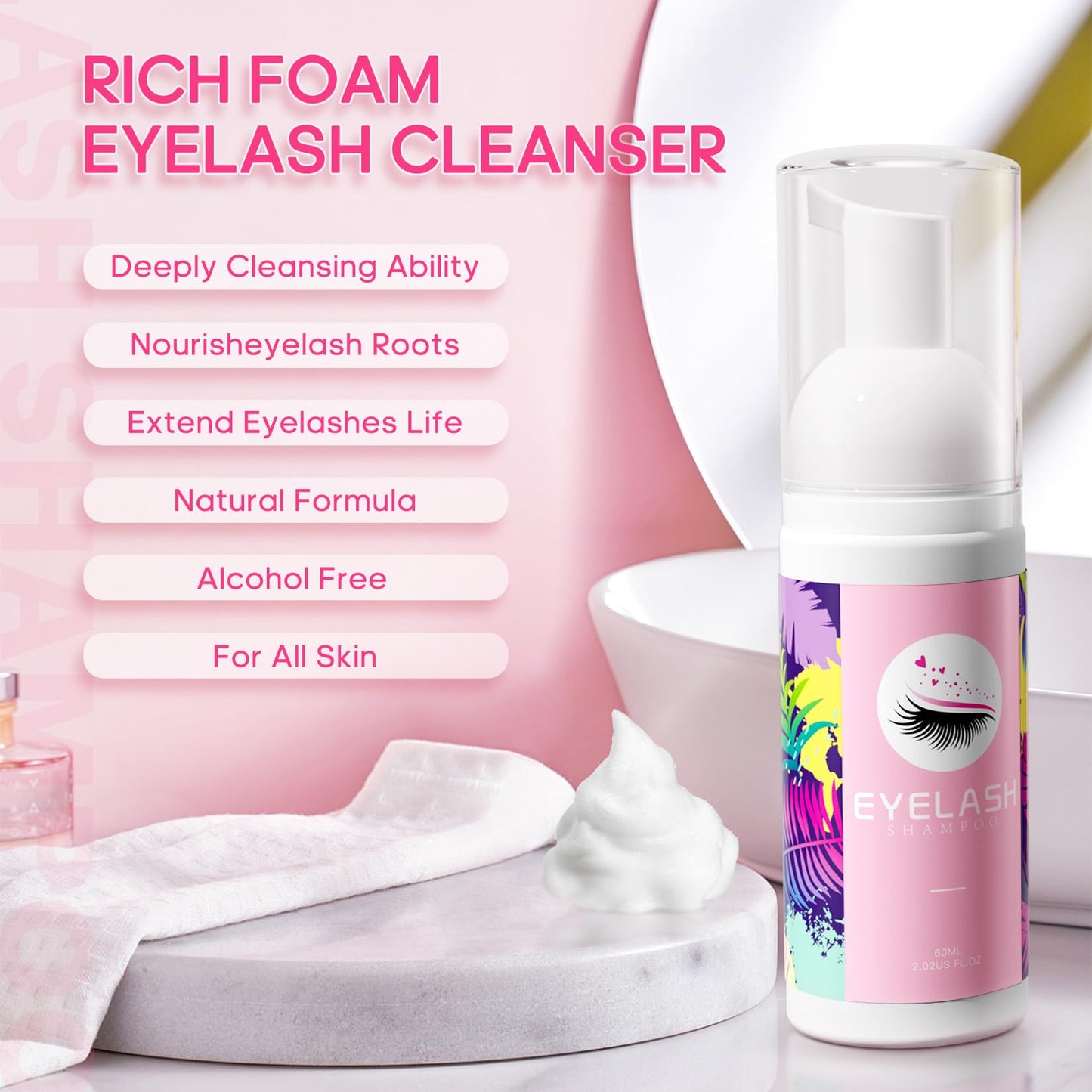 Buqikma 60 milliliter lash extension shampoo bottle