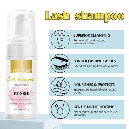 Wozutunt lash shampoo kit including cleaning brush and accessories