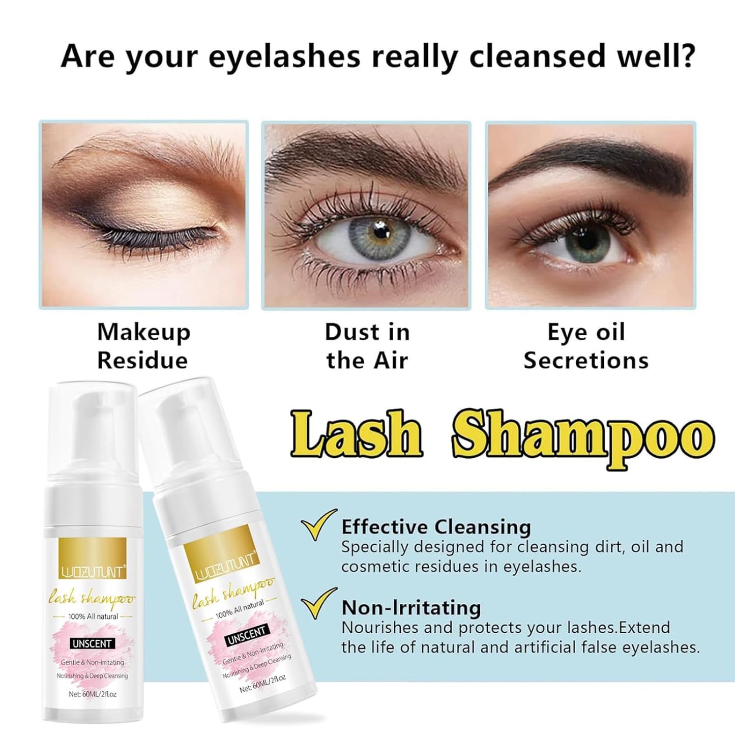 Handheld lash dryer fan and shampoo mousse set for beauty routine