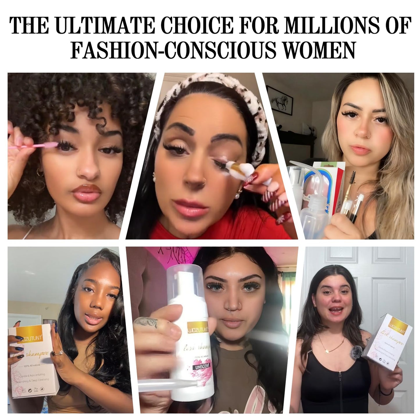 Application of lash shampoo with cleansing brush on extensions