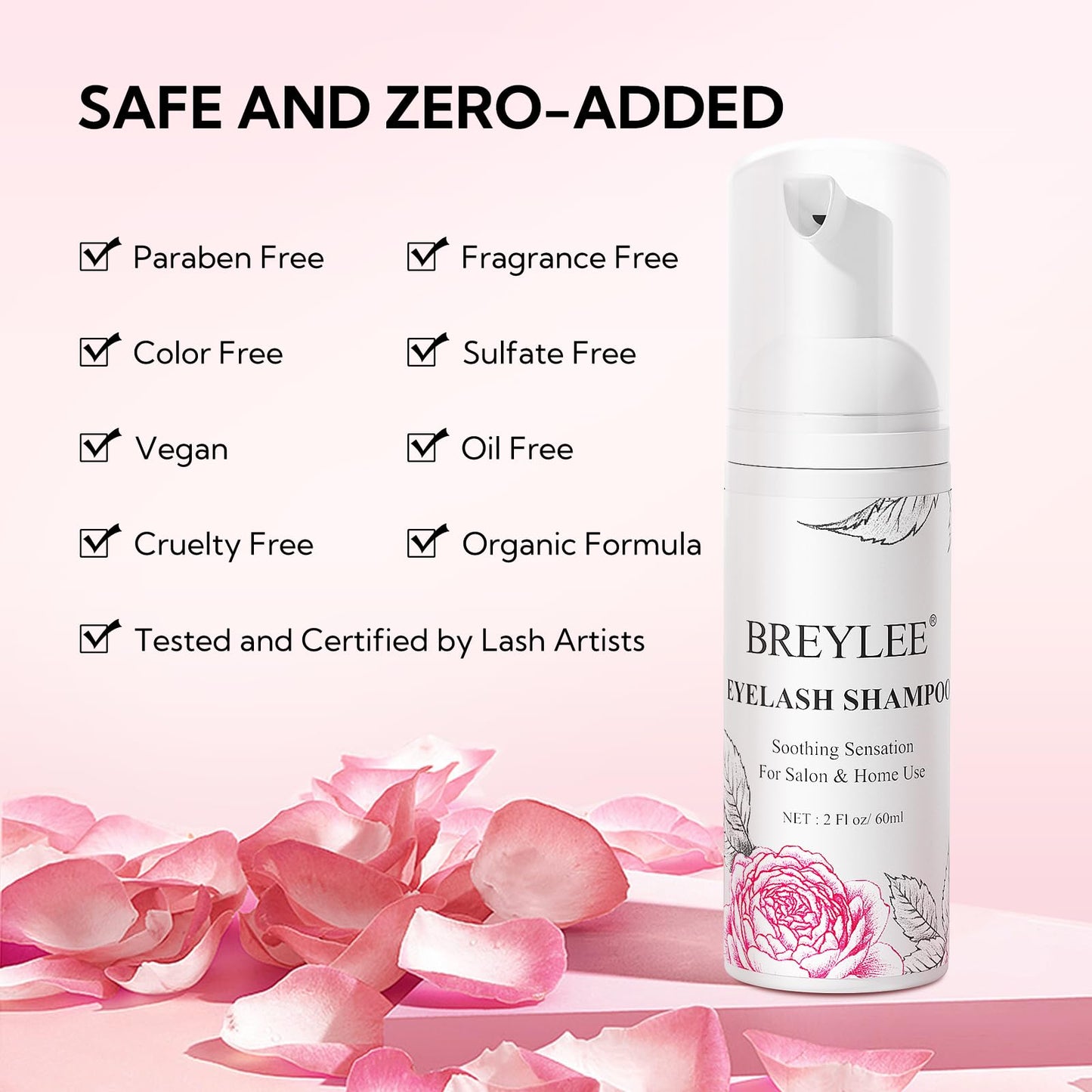 Breylee paraben free eyelid makeup remover liquid pump bottle details