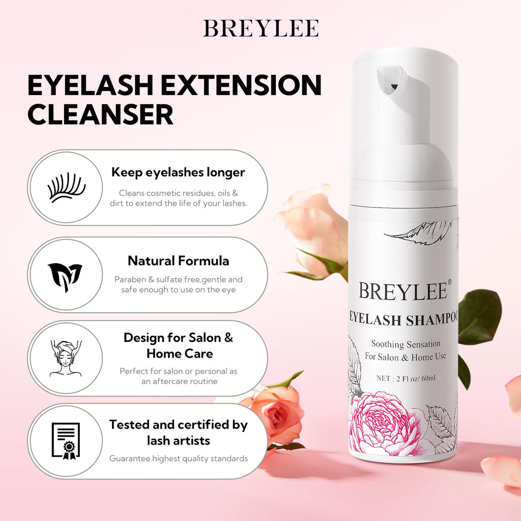 Soft bristle cleaning brush included in the Breylee eyelash cleanser kit